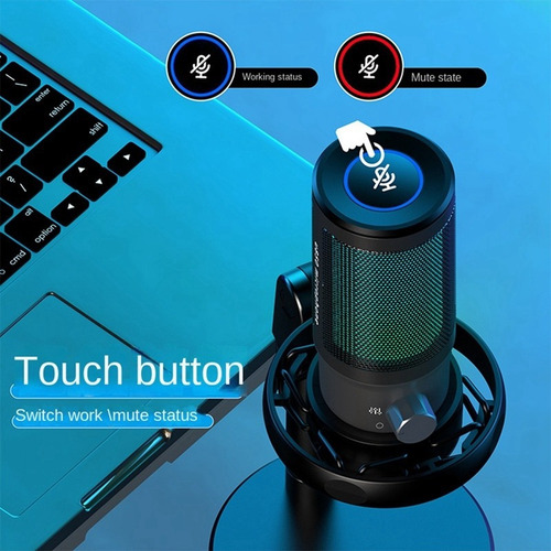 Micrófono Usb Con Botón De Silencio Rgb Soporte Brazo
