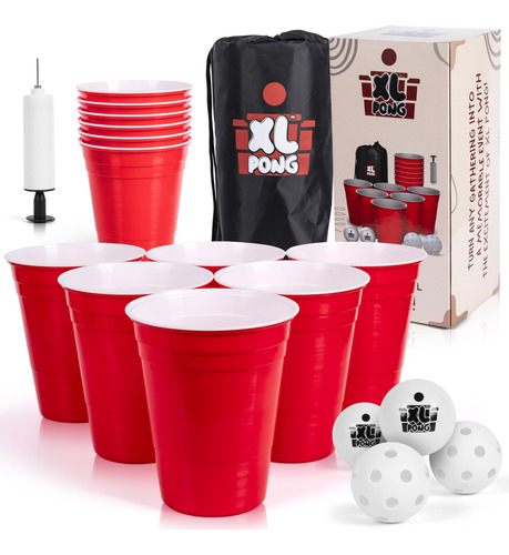 Juego De Pong Jumbo Con Cubos Y Pelotas Inflables