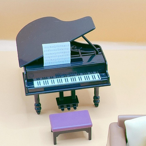2 Piano De Casa De Muñecas Con Taburete, Simulación De