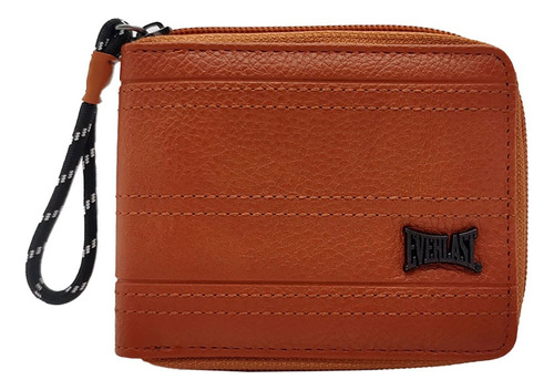 Billetera Hombre Everlast, Cuero Pu Urbana Color Marrón Diseño De La Tela Rayas