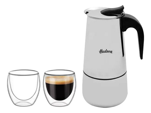 Cafetera Italiana Induccion 300ml Vasos Doble Vidrio Dwg01