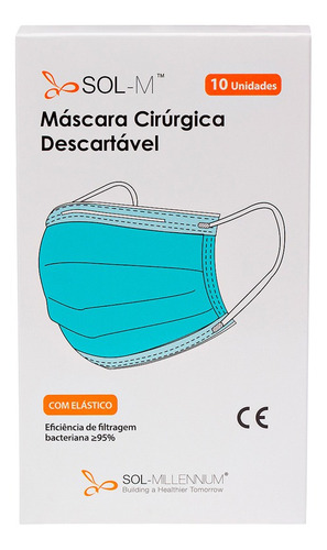 Imagem 2 de 7 de 10 Máscaras Descartáveis Tripla Camada Com Clipe Nasal Adult