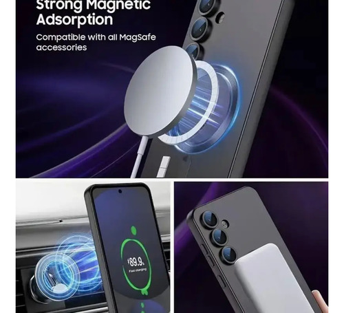 Funda Magsafe Protector Lente Cámara Uso Rudo Para Samsung Negro S25 Plus