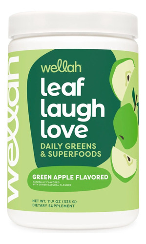 Wellah Leaf Laugh Love Supergreens 333 Grs 30 Servs Sabor Green Apple