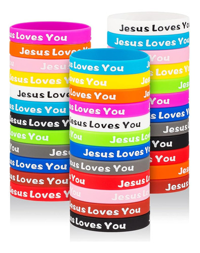 Jesús Te Ama Pulseras De Goma Coloridas Silicona Pulseras Cr