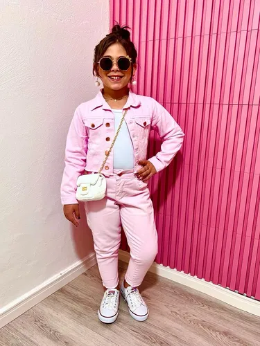 Jaqueta jeans rosa infantil sales