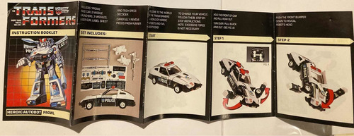 Transformers G1 Instructivo De Autobot Prowl Hasbro Original (Usado)