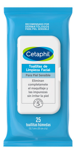 25 Toallitas De Limpieza Facial Cetaphil Para Piel Sensible