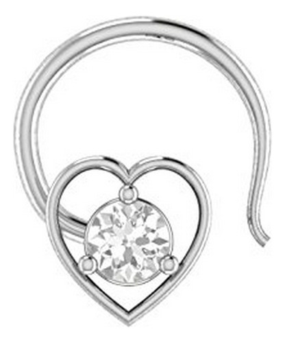 Aros - Ani's 925 Sterling Silver Heart Shape Cz Diamond Enga