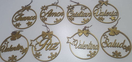 6 Unidades Adorno Navideño Personalizados 3d Negro