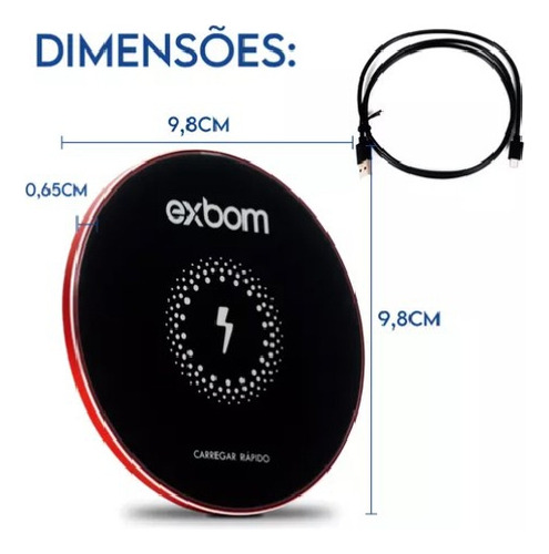 Carregador Base Led Indução Suporte Celular Sem Fio Turbo