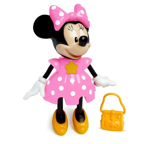 Boneca Minnie Conta Histórias Menina Rosa C/ Bolsinha Disney