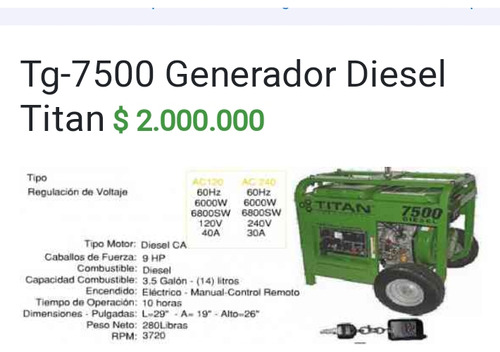 Generador Titán 7500