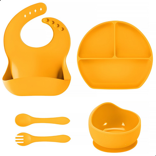 Set De Alimentación Silicona Platos Para Bebe Varios Colores