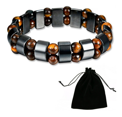 Pulsera Ojo De Tigre Hematita Cuarzo Natural Proteccion 