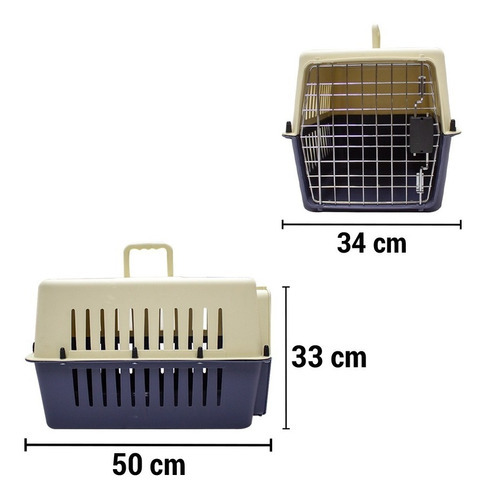 Transportadora Viaje Portátil Plástico Jaula Mascotas Chicas Color Azul