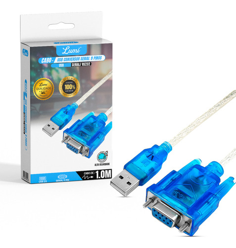 Cabo Lumi Adaptador Porta Com Serial Rs232 Para Usb Para Impressora