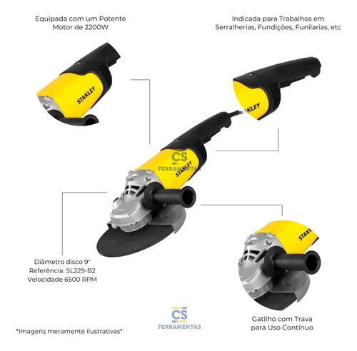 Esmerilhadeira Angular 9 230mm 2200w 220v Sl229-b2 Stanley