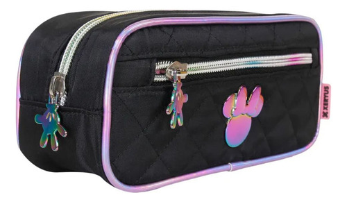 Estojo Simples Minnie Mouse Holográfico Preto E Lilás Xeryus