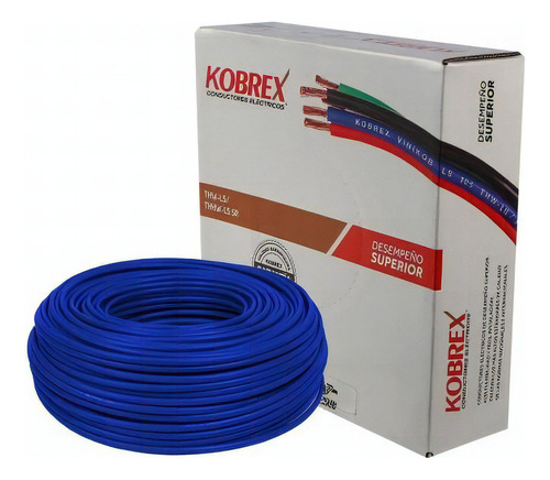 Cable Kobrex 100 Mts. Cal. 10 100% Cobre Thw-ls/thhw-ls Color De La Cubierta Azul