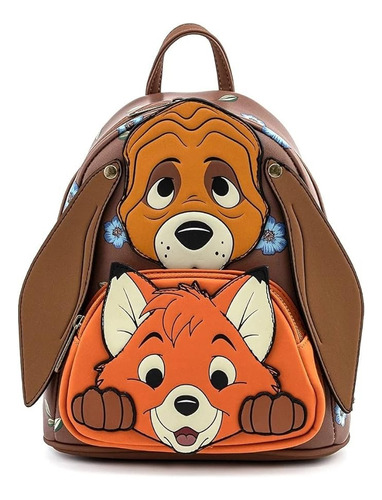 Disney Mini Mochila El Zorro Y El Sabueso Loungefly Color Café Diseño De La Tela Lisa