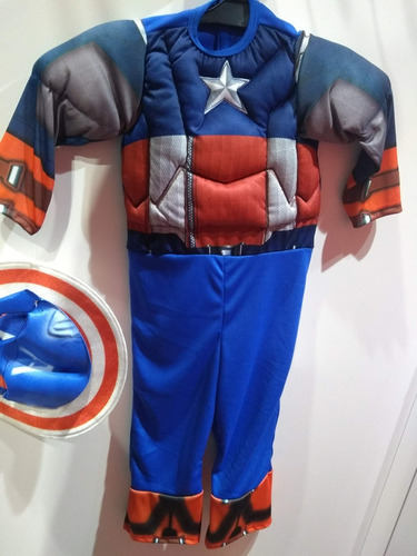 Imagen 3 de 5 de Disfraz Capitan America Con Musculos Talle 1-2-3-4