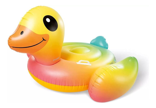 Flotador Inflable De Pato Patito Gigante De Colores Alberca Color Multicolor