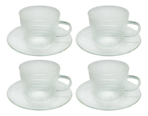 Set 4 Tazas C/plato Espresso Glasso