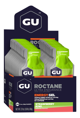 Imagen 1 de 1 de Suplemento en gel GU  Roctane Energy Gel carbohidratos sabor strawberry kiwi en caja de 768g 24 un