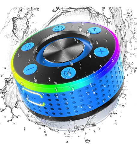 Donerton Altavoz De Ducha Bluetooth, Ipx-7 Impermeable, Alta Color Color: Azul 110v