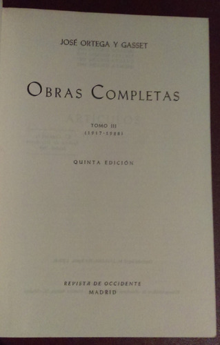 Obras Completas Jose Ortega Y Gasset Tomo 3