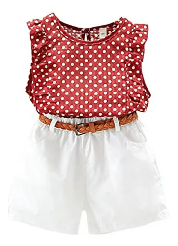 comprar Conjunto De Verano Para Niñas Con Blusa De Lunares Y Shorts 