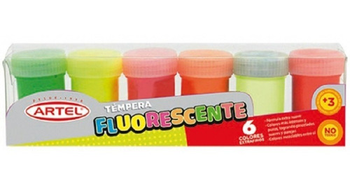 Tempera Fluorescente Y Luminiscente 6 Colores Artel 