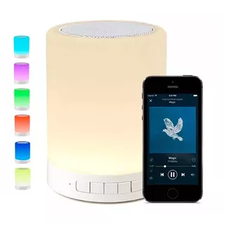 Lampara De Noche Kimhi Recargable Luz Led Rgb Tactil Y Bocina Bluetooth Inalambrica