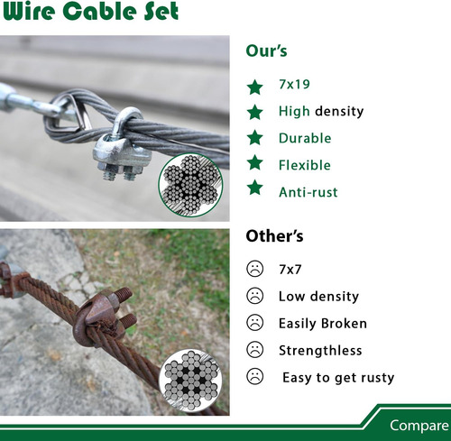 Kit De Accesorios Para Toldo Con Cable De 50 Pies Para Insta