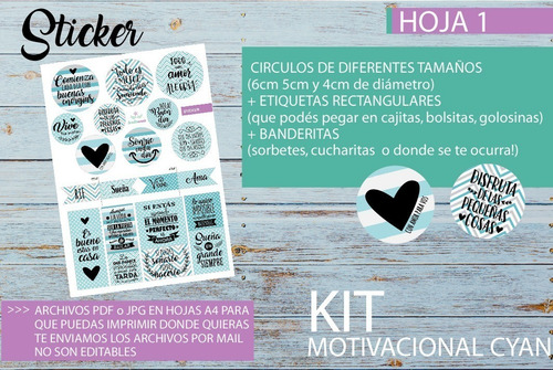 Kit Imprimible Desayuno Cumple Turquesa Motivacional