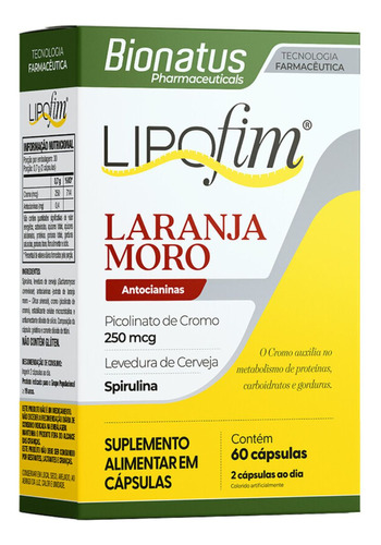 Lipofim Laranja Moro Bionatus 60 Capsulas
