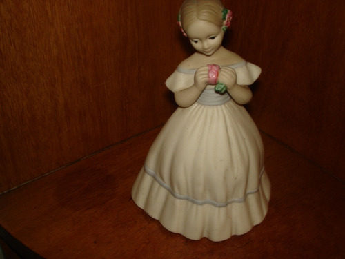 Figura De Porcelana Rosy Año 93 Muñeca Con Flores Buen  Esta