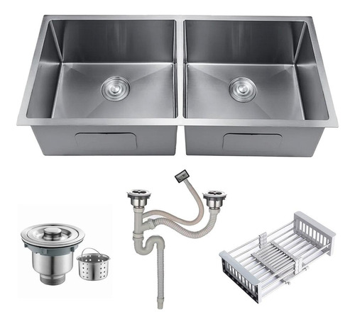 Cuba Dupla Inox Quadrada Cozinha Pia Gourmet Prata 75x41