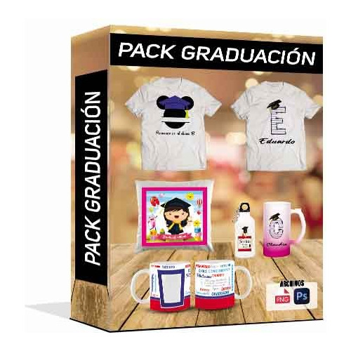 Pack Graduación Diseños, Sublimado, Tazas, Polos, Dtf