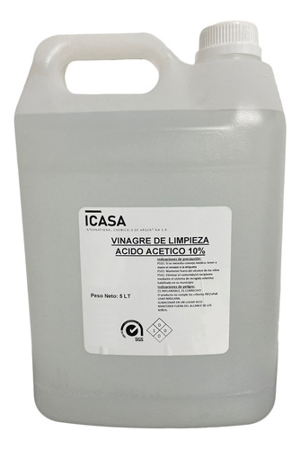 Vinagre Concentrado De Limpieza 5 Litros 10% De Acidez Icasa