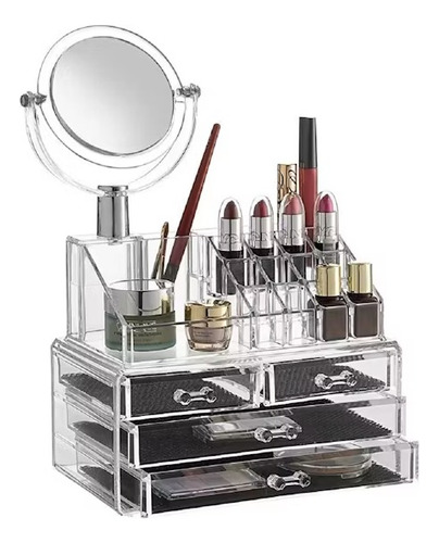 Organizador Cosmetiquero De Maquillaje Con Espejo Acrílico