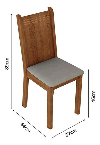 Kit 6 Sillas De Comedor 4290 Madesa Marron Beige Estructura de la silla Rustic Asiento Gris