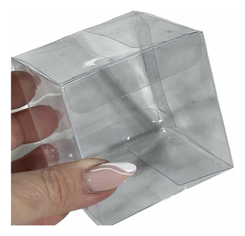Caja Cubo Cristal 7x7x7cm Souvenir Macaron  Bombones X 50und