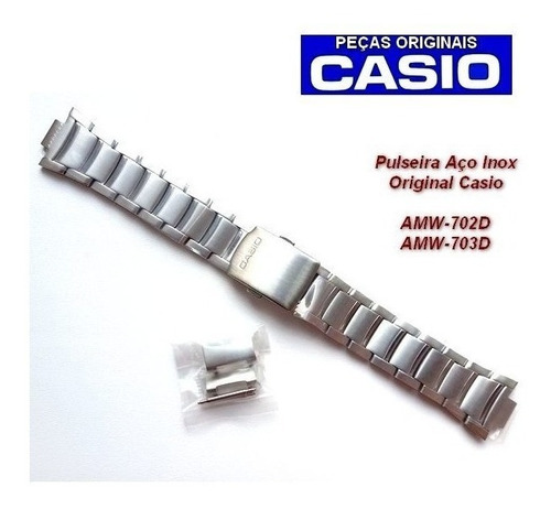 Pulseira Casio Fishing Gear Amw-702 Amw-703 Aço Inox