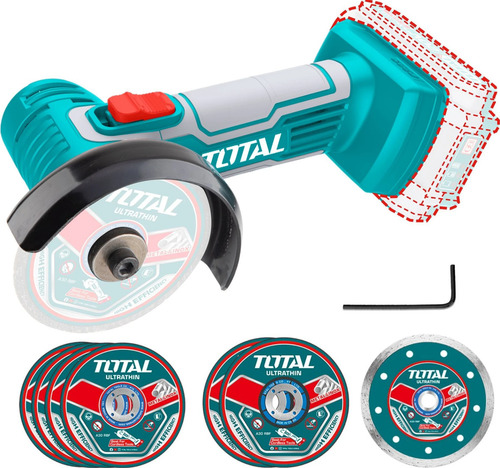 Amoladora Angular Mini Inalambrica 76mm Total 20v + 7 Discos