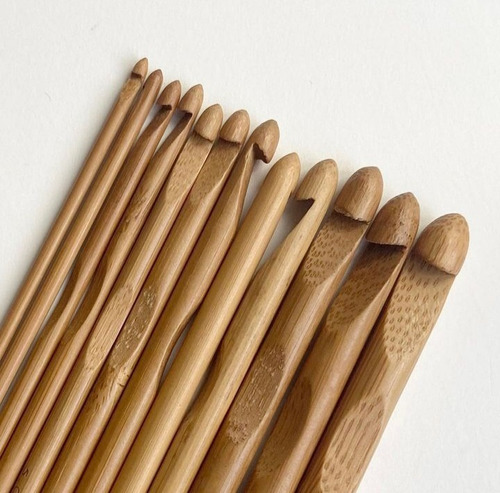 Set De 12 Agujas Crochet En Bamboo Diferentes Tamaños