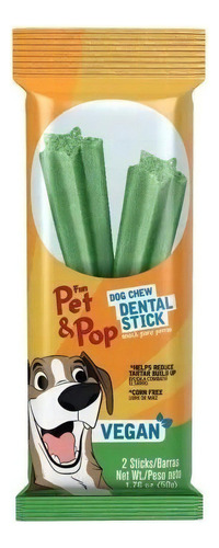 Pet & Pop Stick Vegan 50gr Snack Pa/ Cuidado Dental Perro 