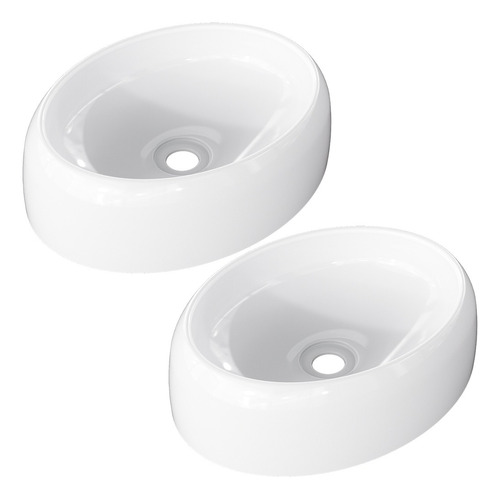 Kit 2 Cubas Apoio Oval Para Banheiro Lavabo Capri O39 Branco