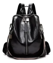 Comprar Soft Leather Waterproof And Anti-theft Lady Backpack Color Negro Diseño De La Tela Leather Backpack
